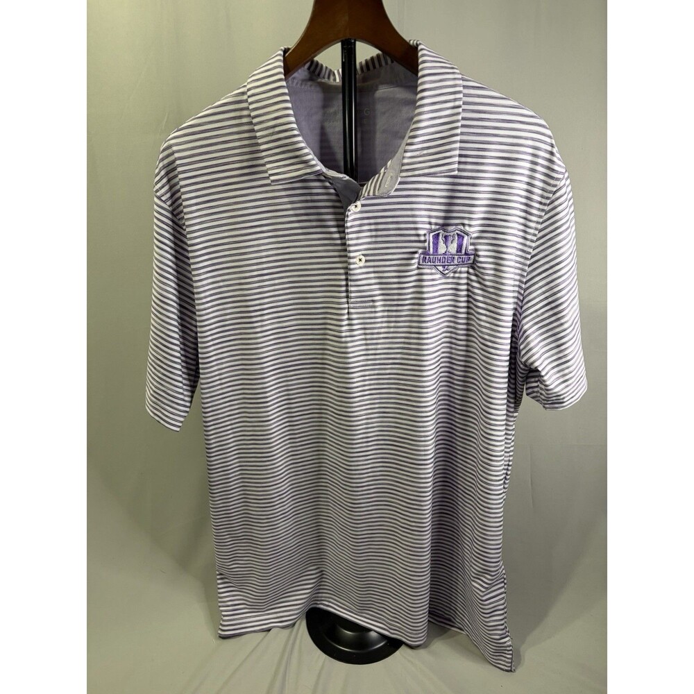 Maelreg Performance Polo Shirt Mens XL Purple White Striped RAUHDER CUP 2024